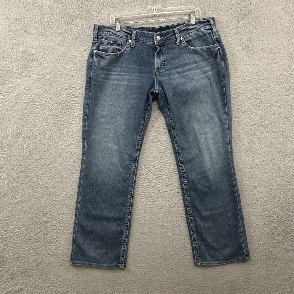 Silver Jeans Womens 34x33 Blue Denim Britt Slim Boot Medium Wash Stretch Adult